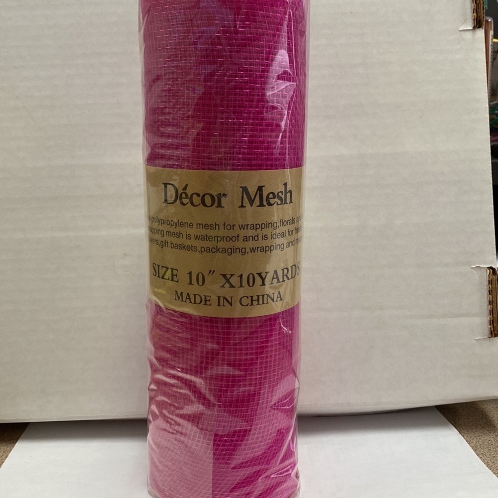 Fuchsia Floral Mesh Wrap 10 inch x 10 yards